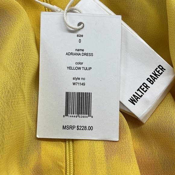 Walter Baker NWT Yellow Tulip Adriana Floral Puff Sleeve Dress Size 0 - Picture 12 of 14